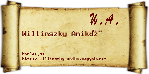 Willinszky Anikó névjegykártya